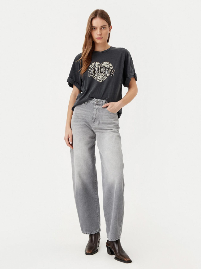 T-shirt lucy coeur léopard gris anthracite femme - Only