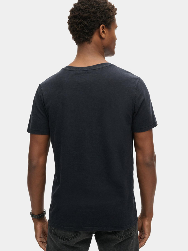 T-shirt flammé manches courtes et col v bleu nuit homme - Superdry