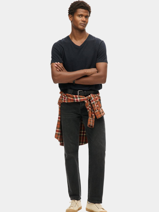 T-shirt flammé manches courtes et col v bleu nuit homme - Superdry