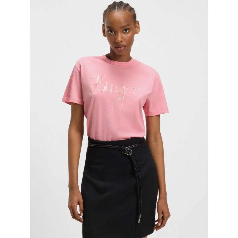 T-shirt logo ruban damacia bright rose femme - Hugo