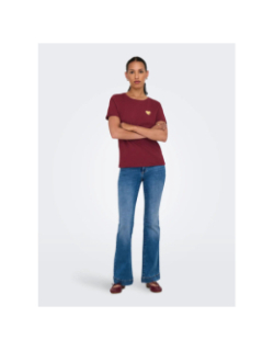 T-shirt kita life bordeaux femme - Only