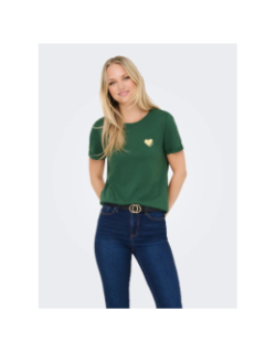 T-shirt kita life glitter vert femme - Only