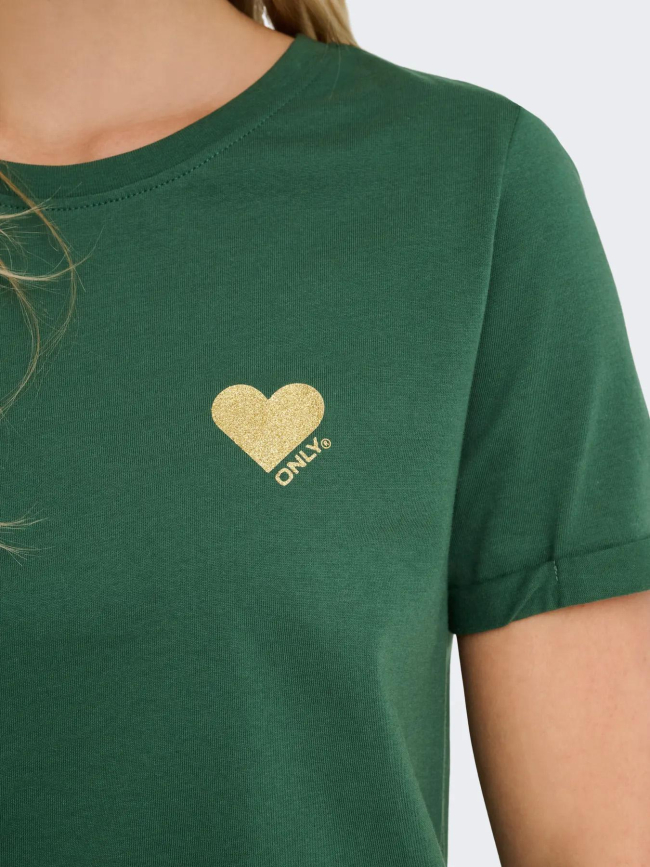 T-shirt kita life glitter vert femme - Only