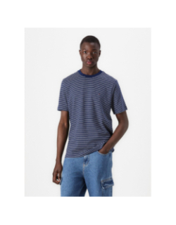 T-shirt rayé regular petit logo bleu homme - Tommy Hilfiger
