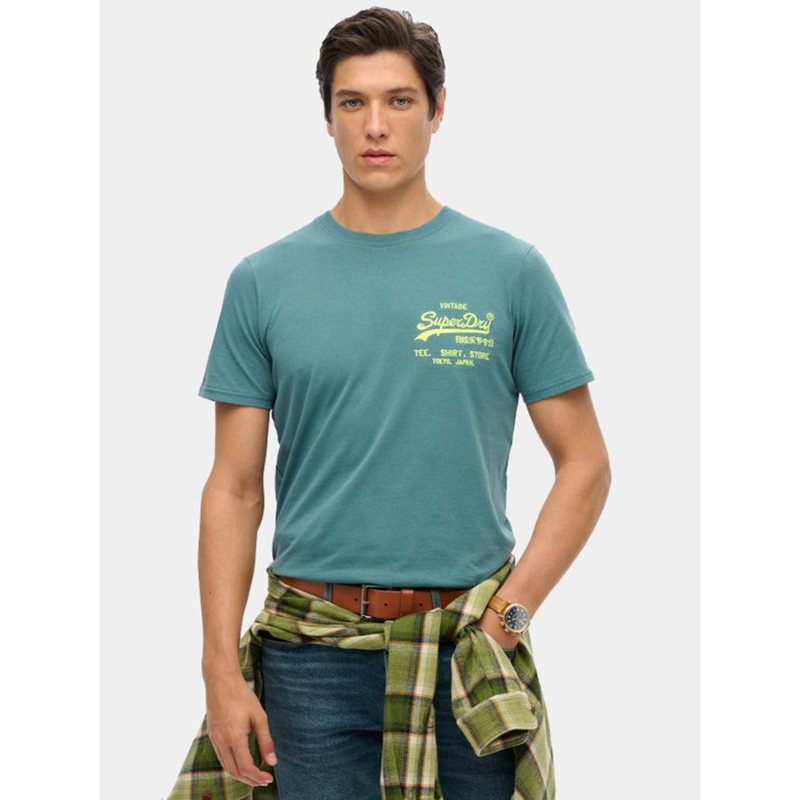 T-shirt à manches courtes neon vintage bleu homme - Superdry