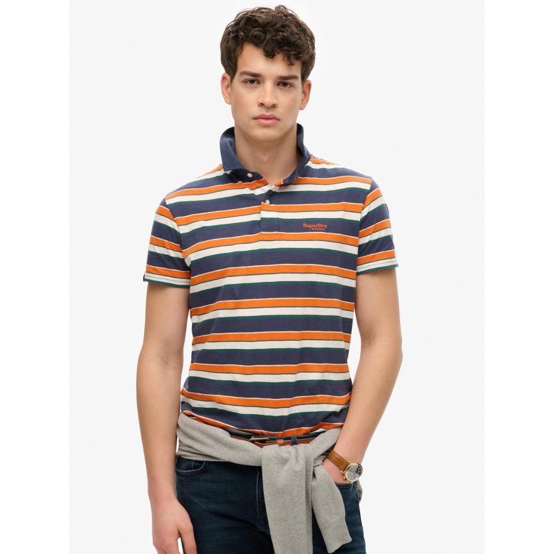 Polo rayé léger en jersey multicolore homme - Superdry