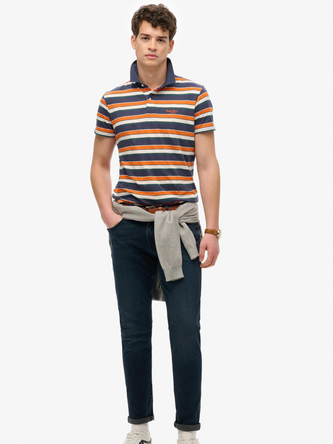 Polo rayé léger en jersey multicolore homme - Superdry