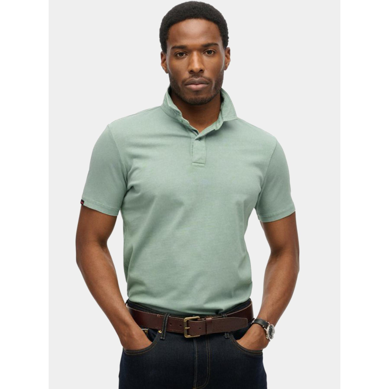 Polo à manches courtes en jersey essential vert homme - Superdry