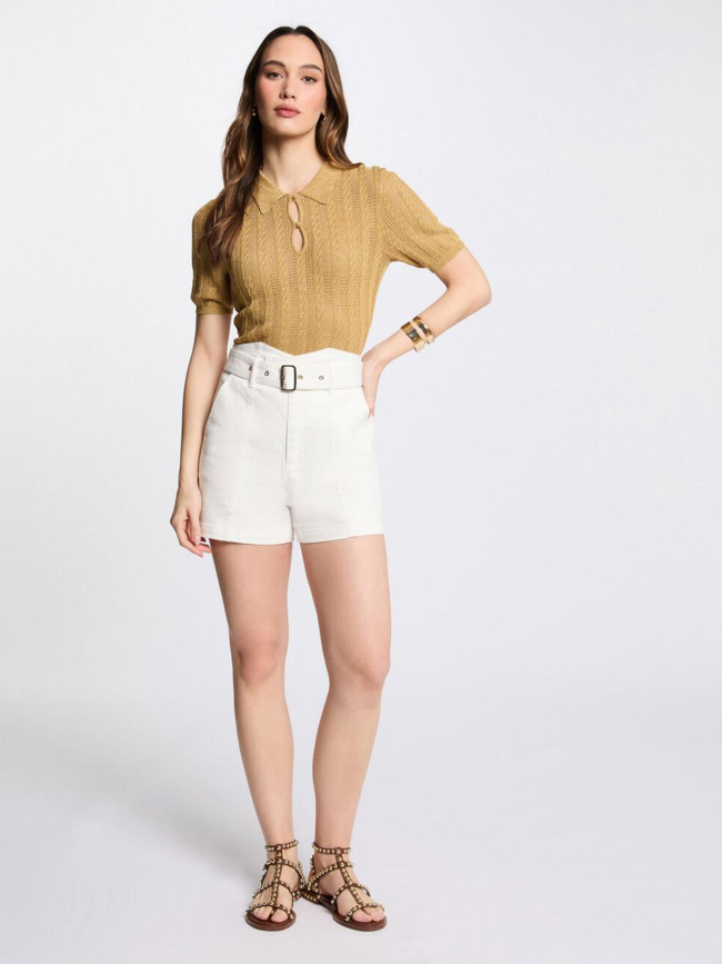 Top en maille cabi moutarde jaune femme - Morgan
