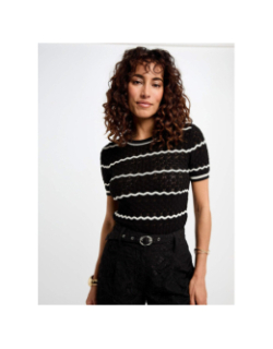 T-shirt en maille rayé clema noir femme - Morgan