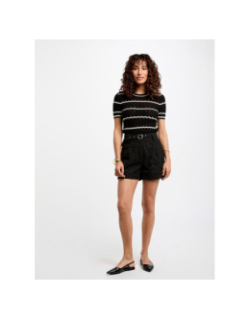 T-shirt en maille rayé clema noir femme - Morgan
