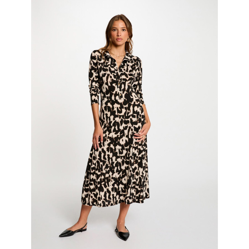 Robe mi-longue ritalia noir beige femme - Morgan