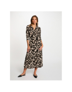 Robe mi-longue ritalia noir beige femme - Morgan