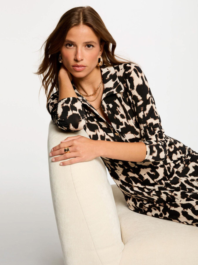 Robe mi-longue ritalia noir beige femme - Morgan