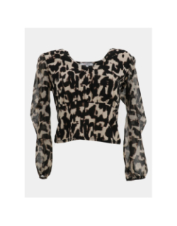 Blouse à motifs trita noir beige femme - Morgan