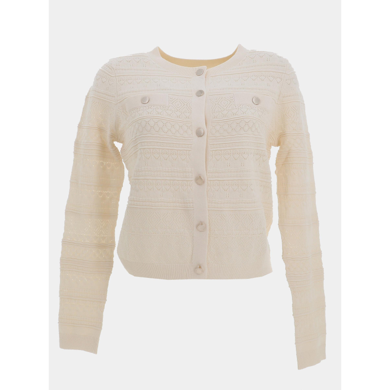 Gilet maille ajouré nahia blanc ivoire femme - Morgan