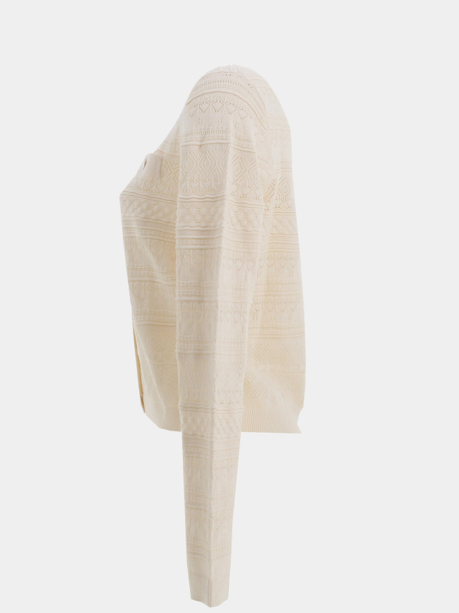 Gilet maille ajouré nahia blanc ivoire femme - Morgan