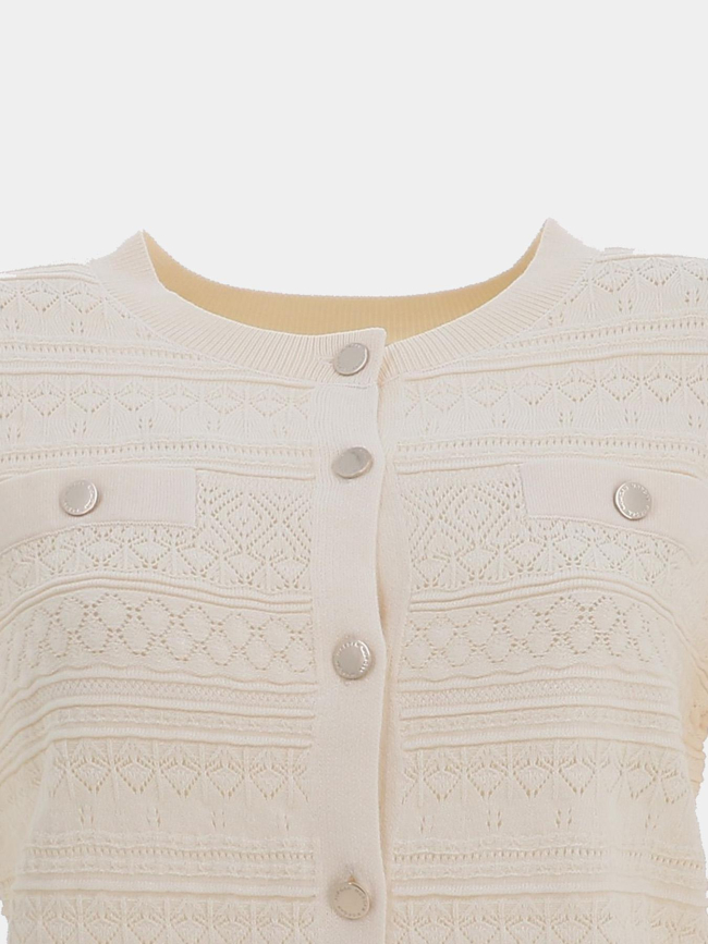 Gilet maille ajouré nahia blanc ivoire femme - Morgan