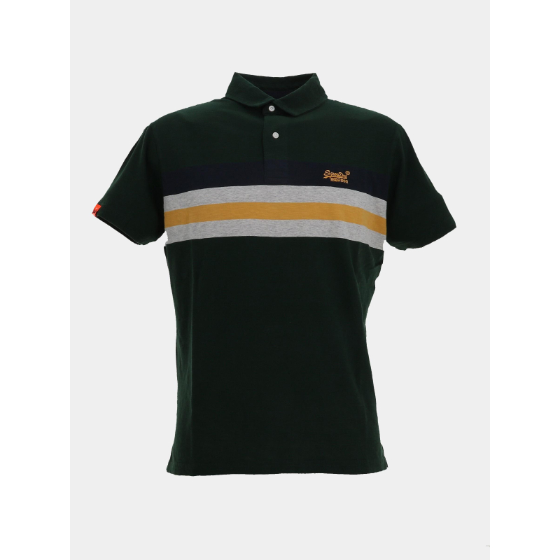 Polo rayé léger en jersey vert homme - Superdry
