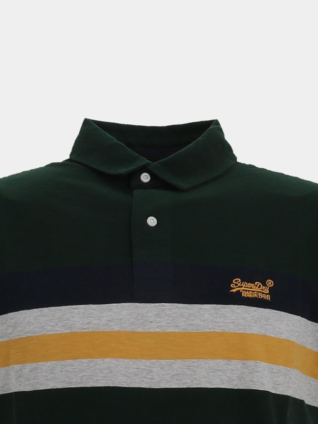 Polo rayé léger en jersey vert homme - Superdry