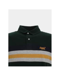 Polo rayé léger en jersey vert homme - Superdry