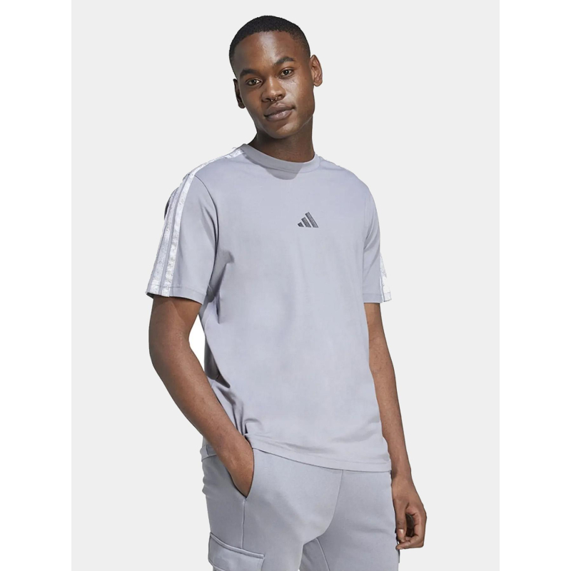 T-shirt à manches courtes et bandes graphiques gris homme - Adidas