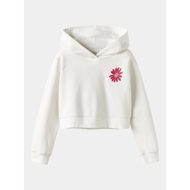Sweat à capuche crop boxy nkfkory blanc fille - Name It
