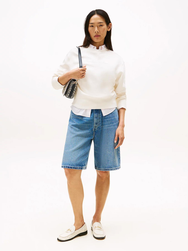 Sweat logo script argenté blanc femme - Tommy Hilfiger