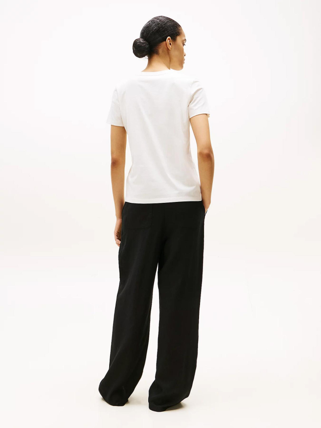 T-shirt logo script argenté blanc femme - Tommy Hilfiger