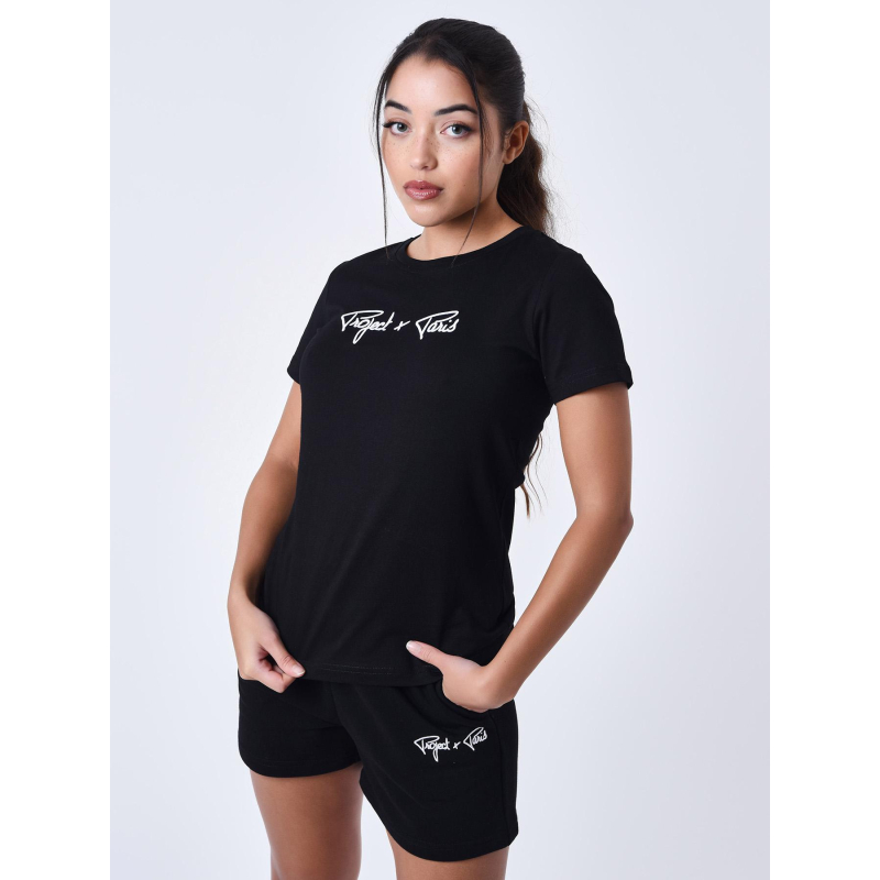 T-shirt à logo signature brodé noir femme - Project X Paris
