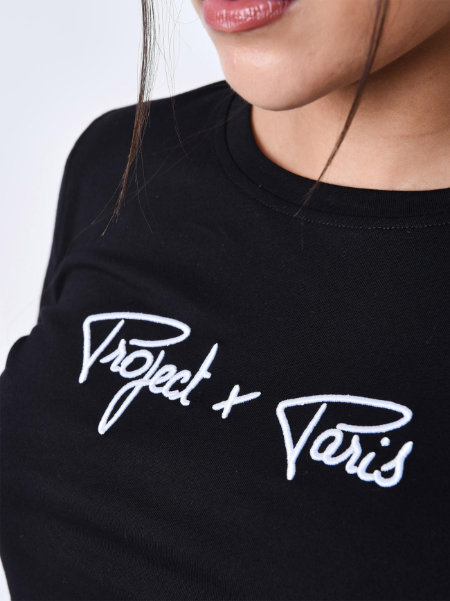 T-shirt à logo signature brodé noir femme - Project X Paris