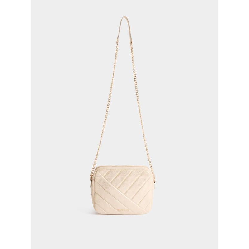 Sac bandoulière matelassé brillant mia jaune or femme Morgan wimod