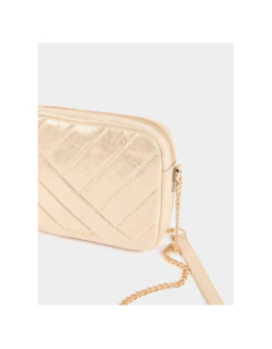 Sac bandoulière matelassé brillant mia jaune or femme - Morgan