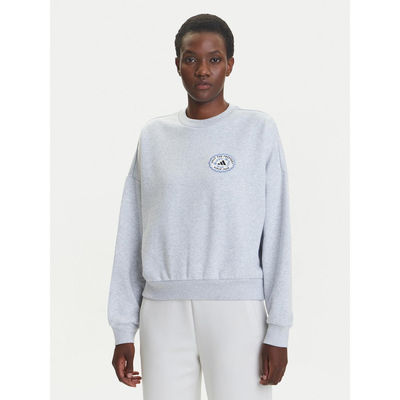 Sweat à col rond chiné farmmkt gris femme - Adidas