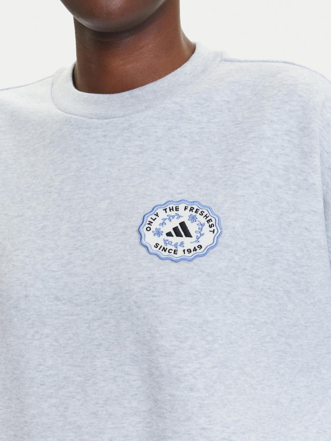 Sweat à col rond chiné farmmkt gris femme - Adidas