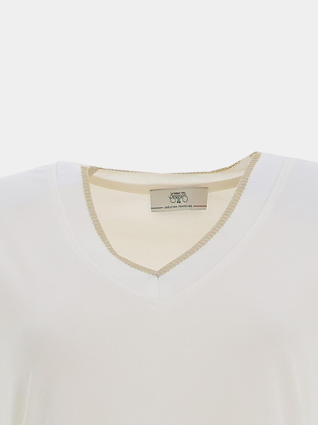 T-shirt à col brillant fuka ecru femme - Le Temps Des Cerises