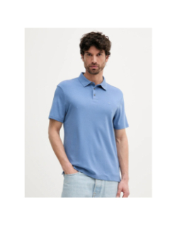 Polo à manches courtes en coton pima bleu homme - Calvin Klein