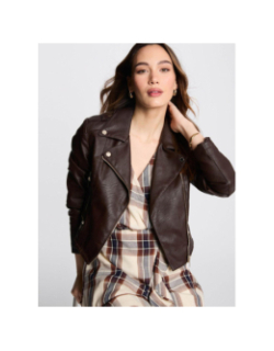 Veste perfecto simili cuir grammo marron femme - Morgan