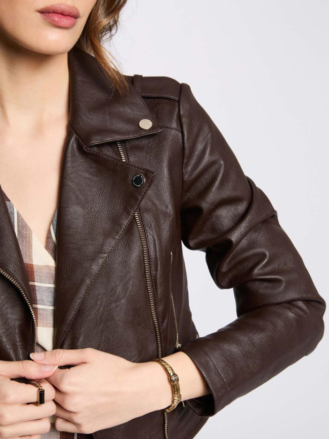 Veste perfecto simili cuir grammo marron femme - Morgan