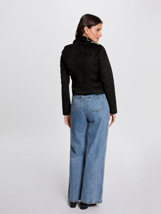 Veste perfecto zippé suédine gousmi noir femme - Morgan