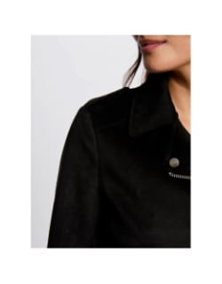 Veste perfecto zippé suédine gousmi noir femme - Morgan