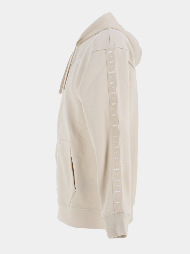 Sweat à capuche zippé ess tape relaxed beige femme - Puma