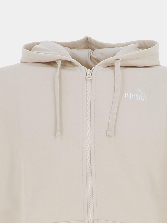 Sweat à capuche zippé ess tape relaxed beige femme - Puma