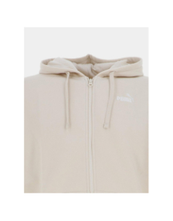 Sweat à capuche zippé ess tape relaxed beige femme - Puma