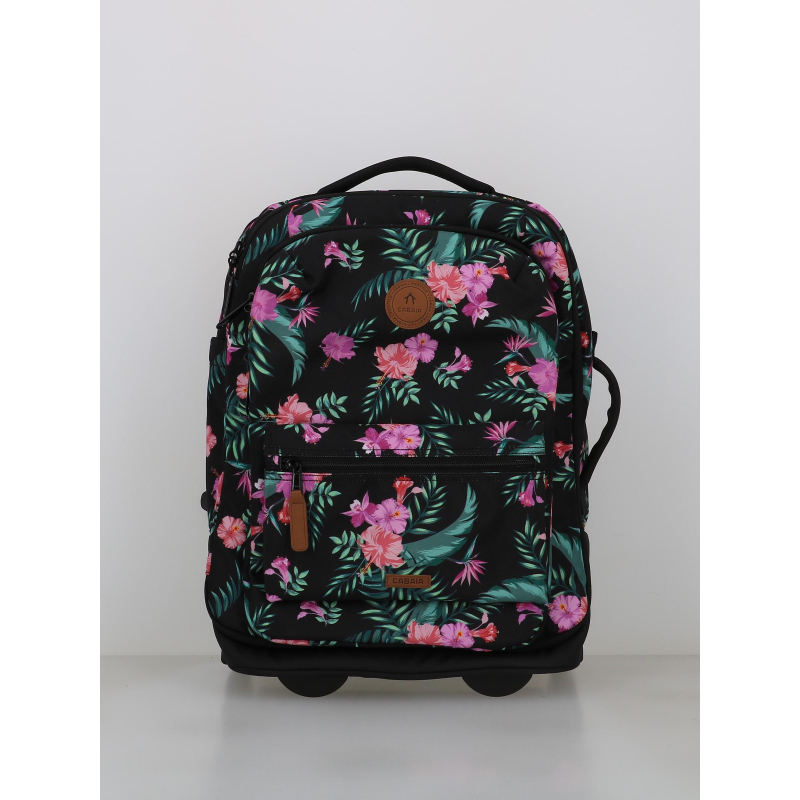Valise souple à roulettes xs valladolid à fleurs noir - Cabaïa
