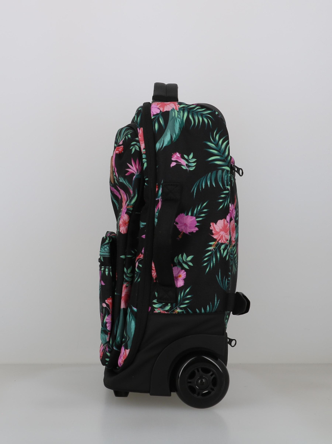 Valise souple à roulettes xs valladolid à fleurs noir - Cabaïa