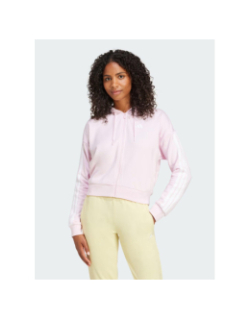 Sweat à capuche zippé 3 bandes essentials rose femme - Adidas