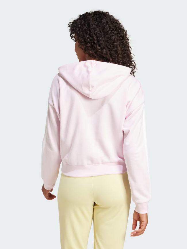 Sweat à capuche zippé 3 bandes essentials rose femme - Adidas