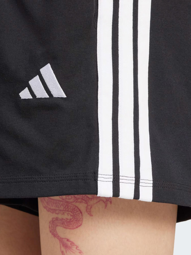 Short de sport 3 bandes noir et blanc femme - Adidas