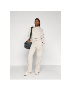 Sweat à capuche crop 3 bandes beige femme - Adidas